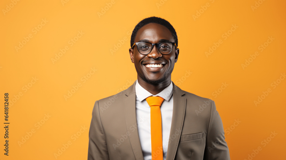 African businessman smiling on the pastel background African businessman smiling on the pastel background