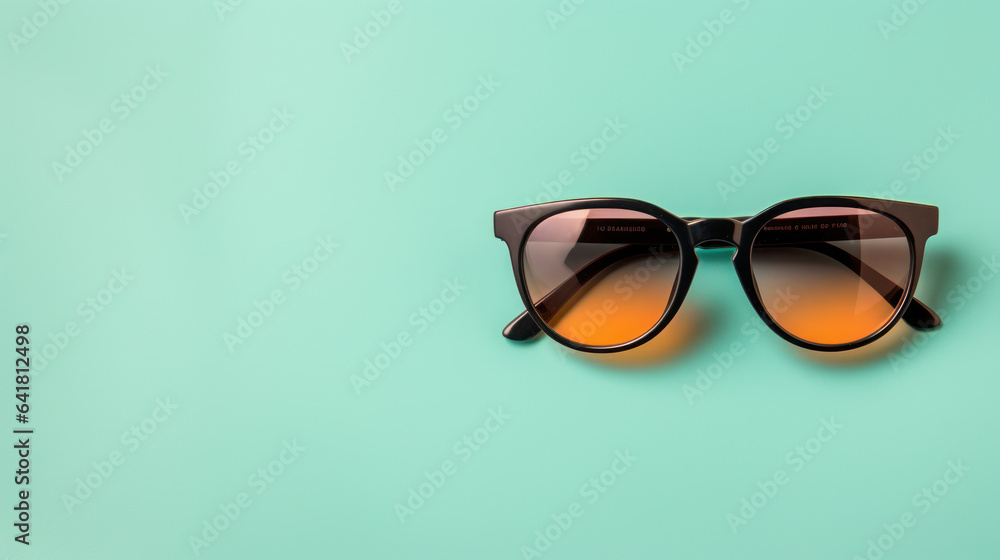 black Polarized sunglasses on the pastel background black Polarized sunglasses on the pastel background