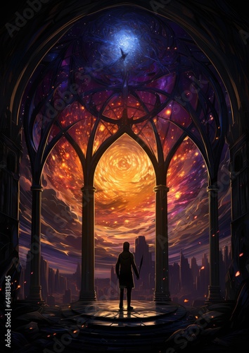 Photo lighthouse storm light moon guiding star fantasy mystery tarot illustration art