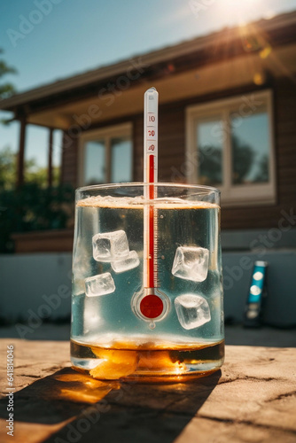 glass of ice thermometer
