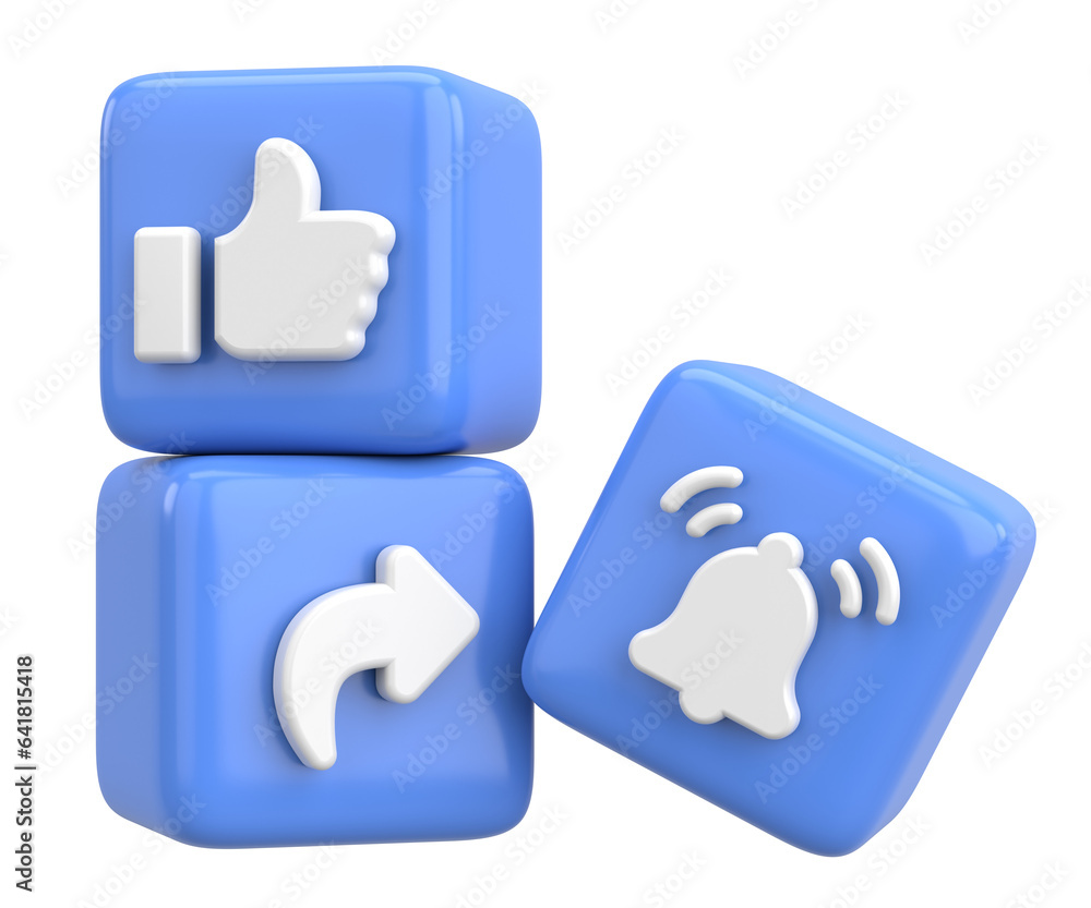 Like share subscribe icon. 3D illustration. Like share subscribe icon. 3D illustration.