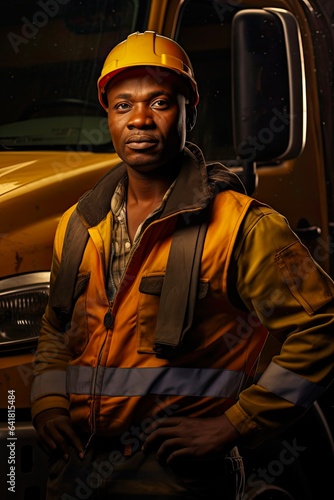 Black African Essential Workers at Work: Men Driving Truck