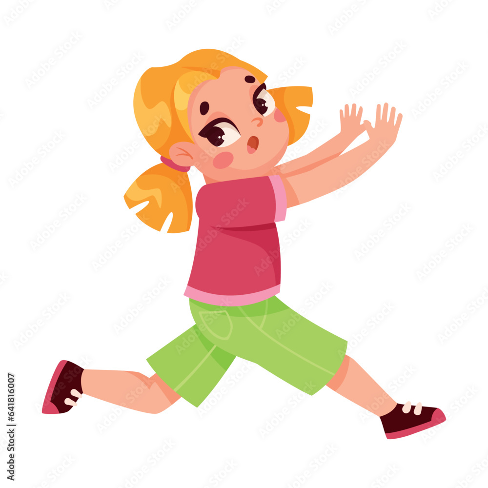 Little Girl Run Away and Escaping with Fear Vector Illustration Little Girl Run Away and Escaping with Fear Vector Illustration