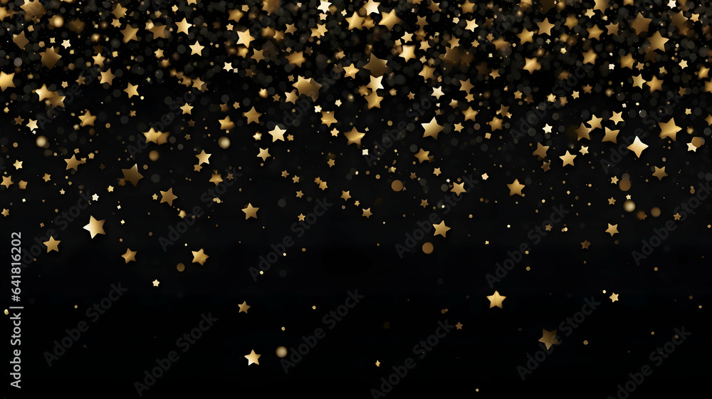 Abstract dark background with golden little stars bokeh and glitter Abstract dark background with golden little stars bokeh and glitter