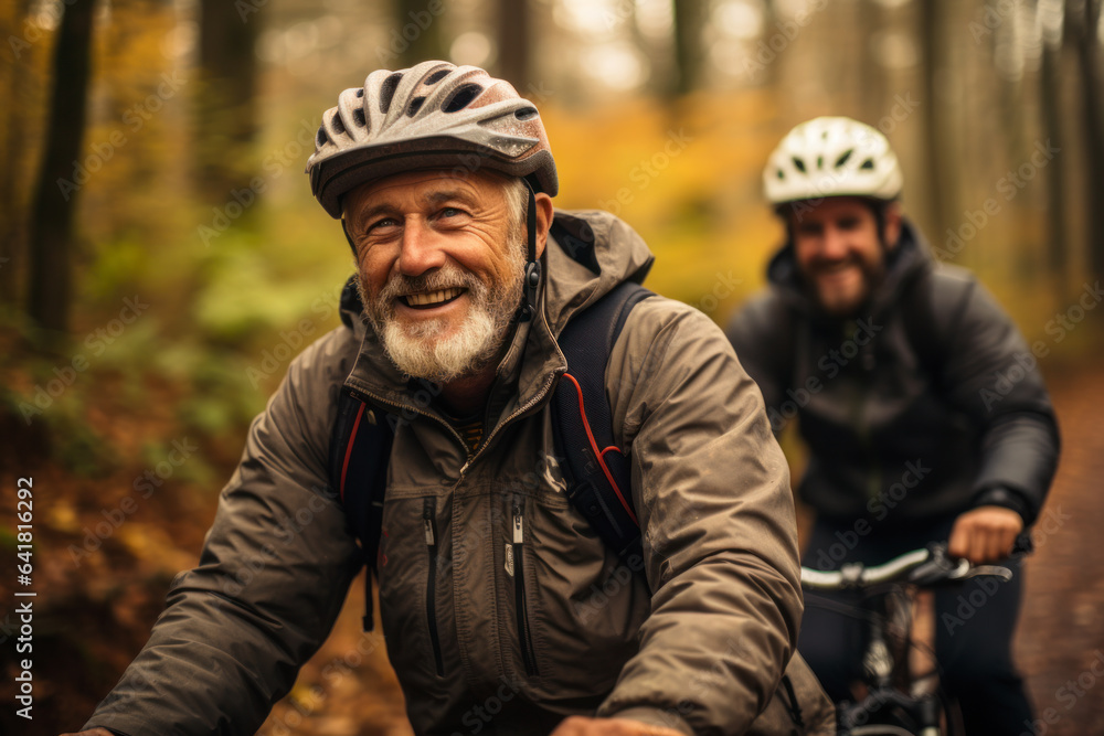 Fototapeta premium senior couple riding bike