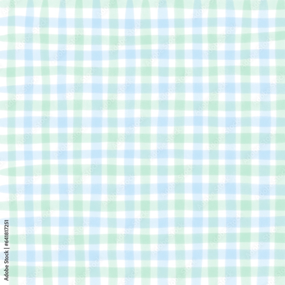 Green Blue Gingham Check Hand Drawn Background Green Blue Gingham Check Hand Drawn Background