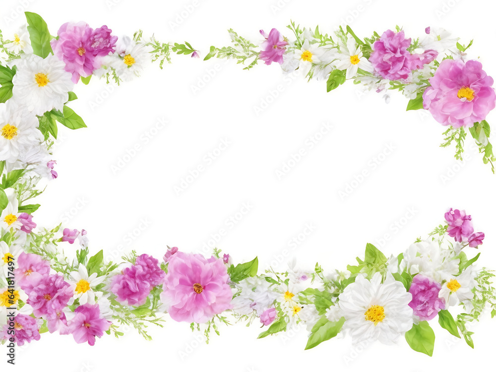 Beautiful flowers on white background. Floral frame design