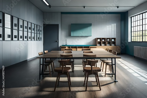classroom with school desk generated by AI technology
