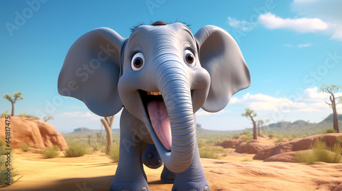 A Whimsical World of Laughter A Humorous Elephant Cartoon Engaging in Playful Activities to Amuse and Delight