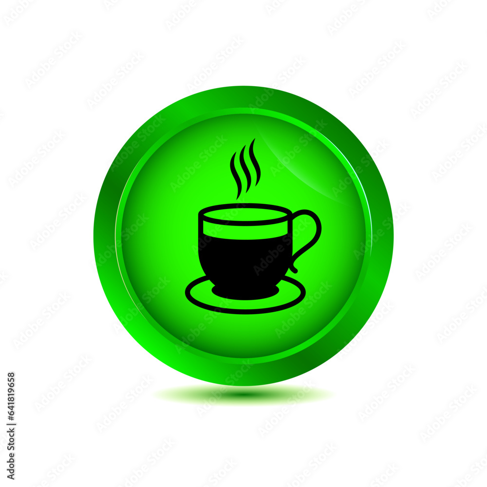 coffee cup icon on glossy button vector illustration coffee cup icon on glossy button vector illustration