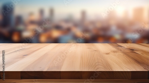 empty table on wooden table background photo