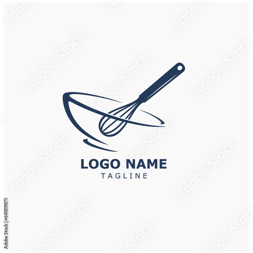 Baking with wire whisk logo on white background 