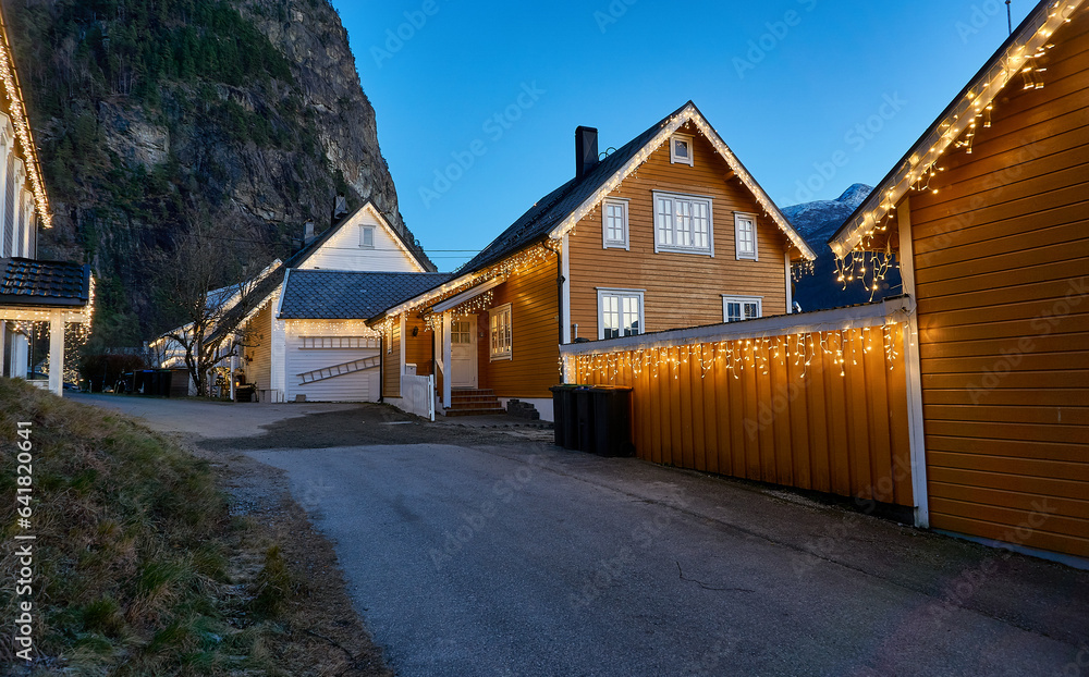 Obraz premium Christmas decorations in Sylte, Valldal, Norway