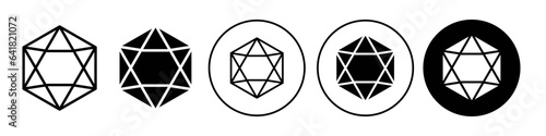 Hexagonal shape gem stone icon. Precious metal in polygonal triangle pattern symbol. Vector sign of diamond jewel or crystal. Flat logo set of luxury geometric abstract thin line hexagon. Rhombus mark