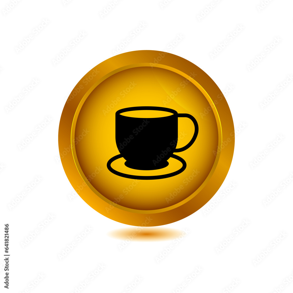 coffee cup icon on glossy button vector illustration coffee cup icon on glossy button vector illustration