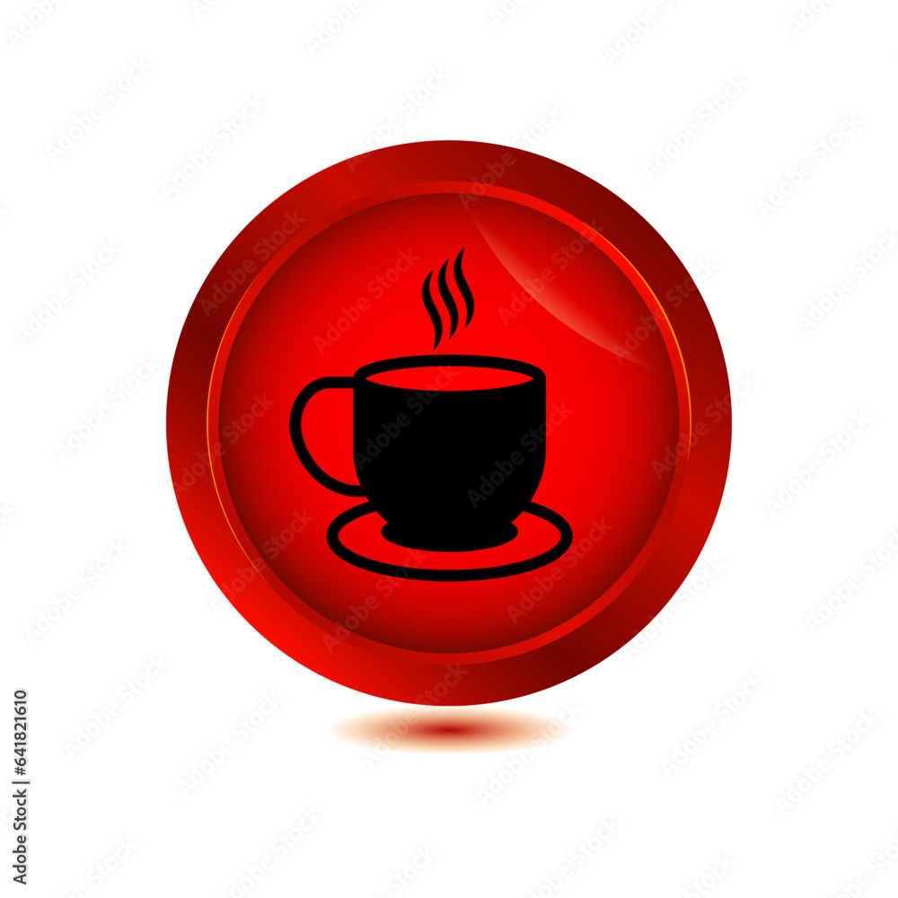 coffee cup icon on glossy button vector illustration coffee cup icon on glossy button vector illustration