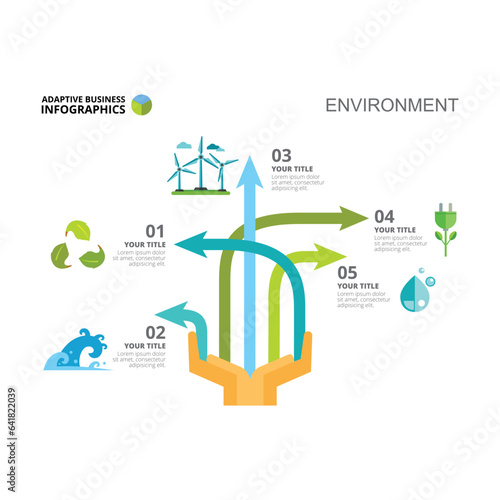 Infographic with eco-friendly elements vector illustration. Cartoon drawing of scheme for brochure or research. Ecology, environment, nature, sustainability concept for report or presentation slide