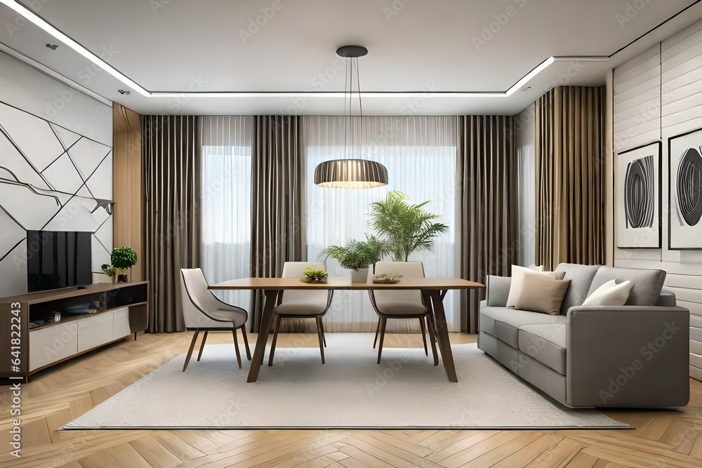 Fototapeta premium modern living room with fireplace