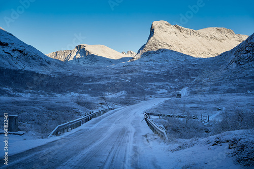 Trollstigen in winter, Rauma, Norway photo