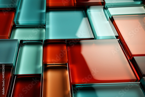 abstract blue and red glass cubes background