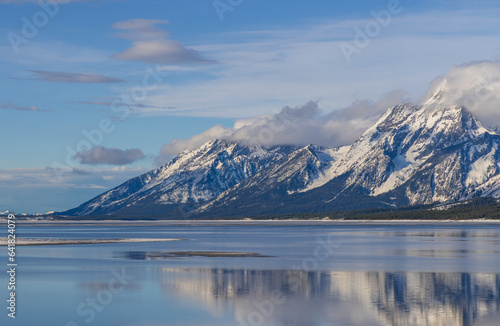 Scenic Reflection of the Teton Range in Springtime