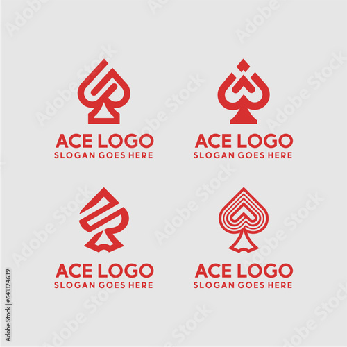 set of logo ace shaped vector icon