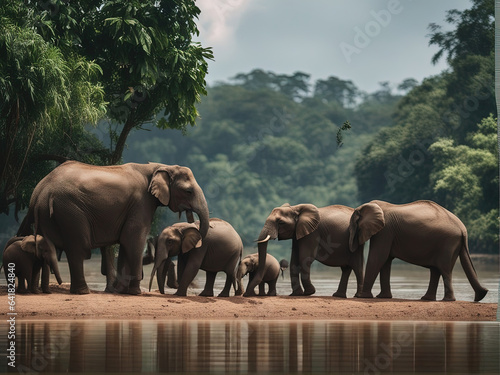  A large elephant in the forests of Africa - Created with Generative AI Technology