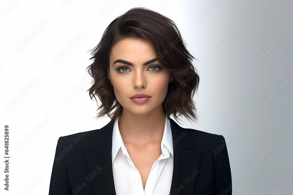 ai generative, girl in a suit on a white background ai generative, girl in a suit on a white background
