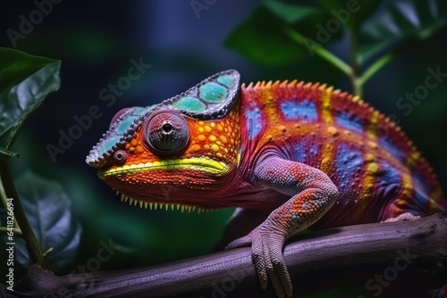 Chameleon with big eye looking around