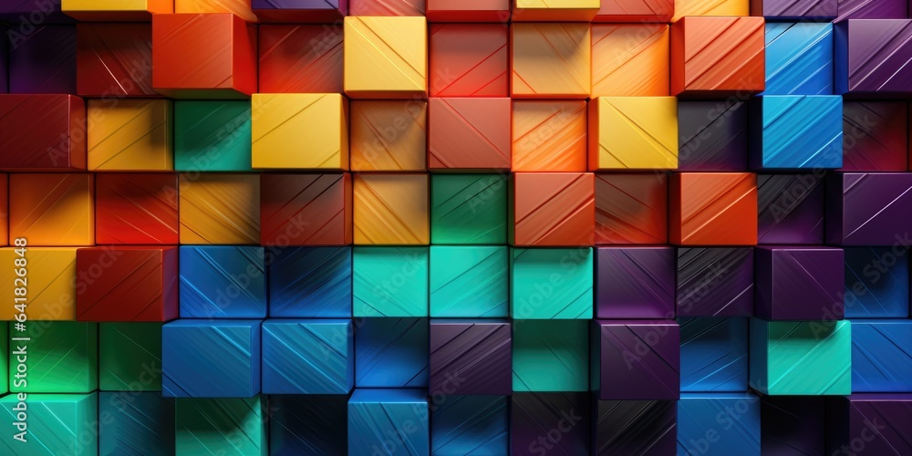 Abstract background of multi-colored cubes, generative ai