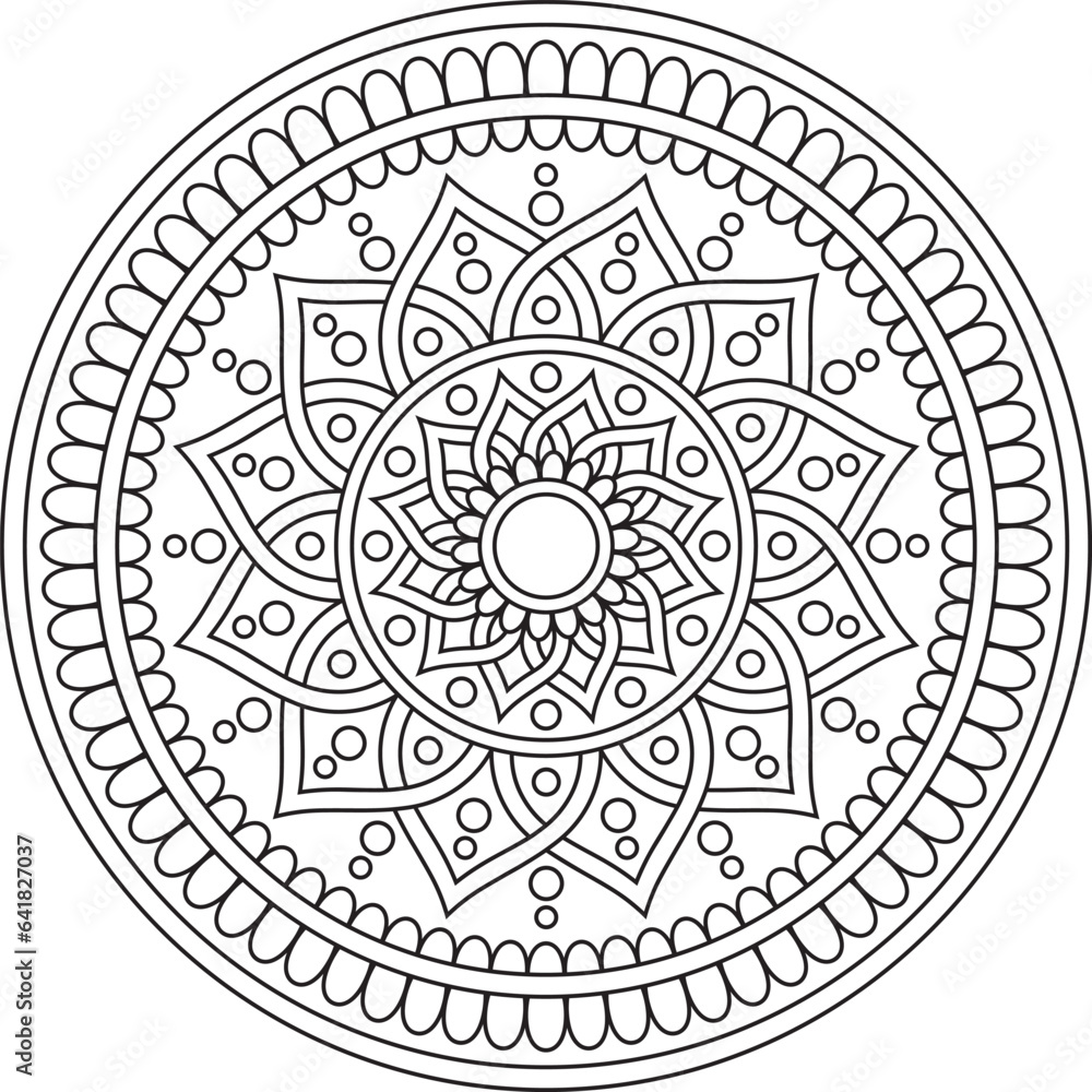 Mandala. Tattoo, intricate design and decor element, for coloring book pages. Highly detailed and accurate lines for print or engraving
