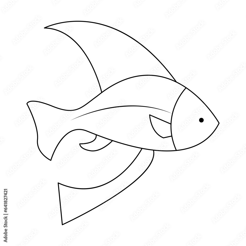Continuous One line drawing of big fish and single line vector art illustration Continuous One line drawing of big fish and single line vector art illustration