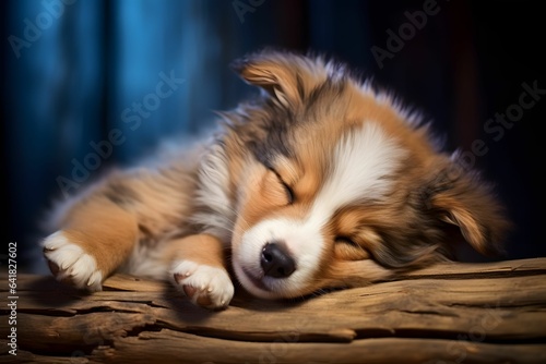 Süßer, flauschiger, schlafender Hund