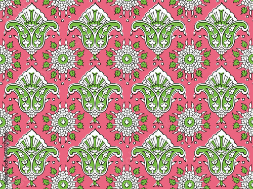 FLORAL BLOCK ALL OVER PRINT SEAMLESS PATTERN VECTOR ILLUSTRATION