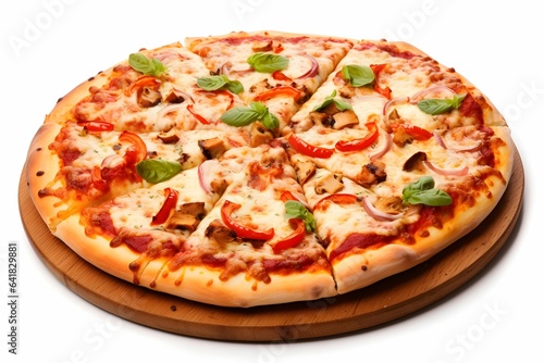 Eine leckere Pizza auf schwarzem Hintergrund