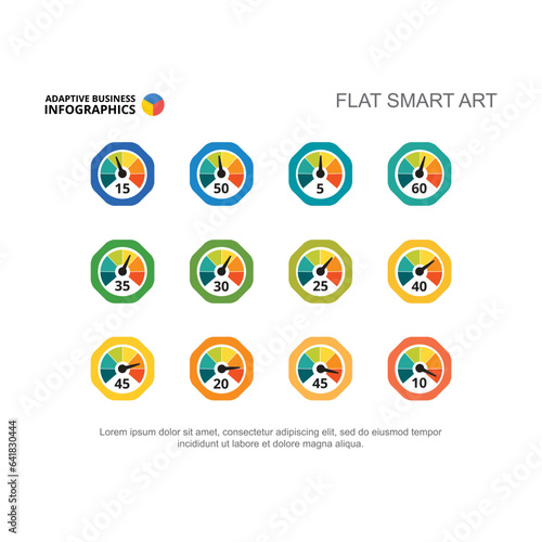 Gauges for customer satisfaction rating vector illustrations set. Cartoon drawing of business infographic, scheme or brochure. Development, marketing concept for business report or presentation slide