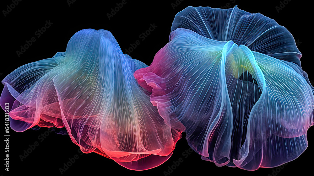 Fototapeta premium Jellyfish Floating in Dark Blue Water,jellyfish in the dark