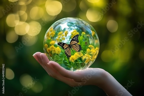 glass globe ball and Butterfly