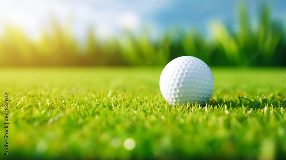 Obraz premium Golf ball on green meadow