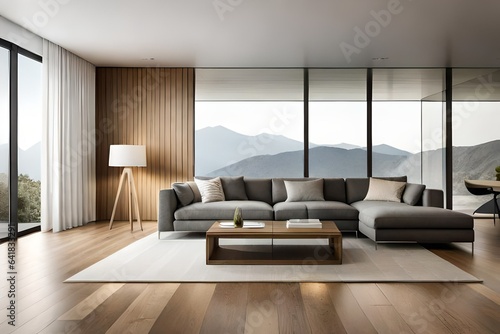 A minimalist living room with sleek furniture neutral tones and strategically placed artistic accents © Arqumaulakh50