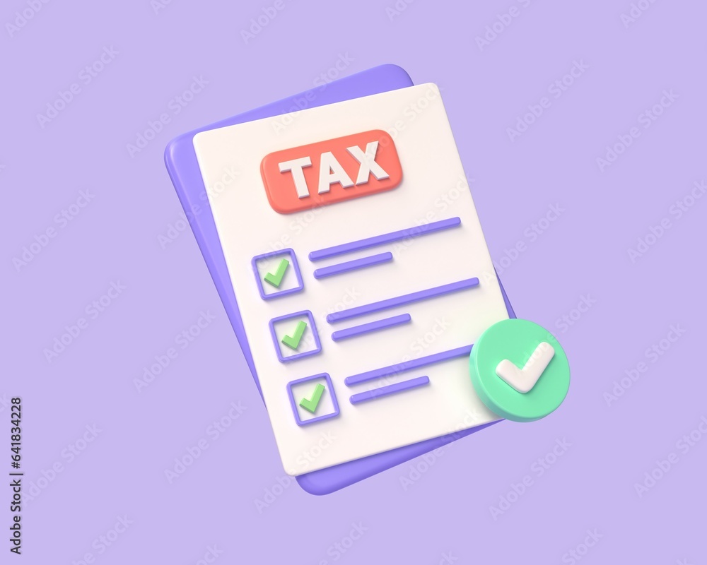 3d checklist with check mark in cartoon style. business tax payment concept. financial annual report. illustration isolated on purple background. 3D rendering 3d checklist with check mark in cartoon style. business tax payment concept. financial annual report. illustration isolated on purple background. 3D rendering