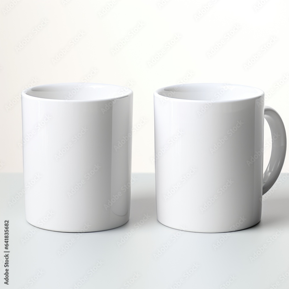 Mug MockUp, Two Mugs on white , AI generated Mug MockUp, Two Mugs on white , AI generated