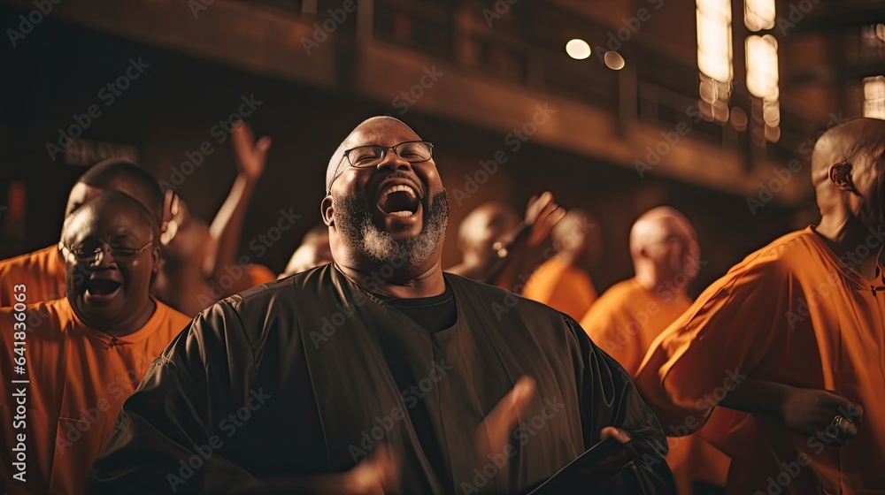 Black man singing on a gospel choir.
