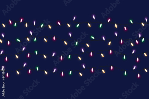 Fototapeta Naklejka Na Ścianę i Meble -  Christmas lights isolated on transparent background. Set of Christmas glowing garlands with sparks. For congratulations, invitations and advertising design. Vector
