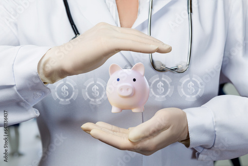 The doctor protects with a protective gesture of accumulations.