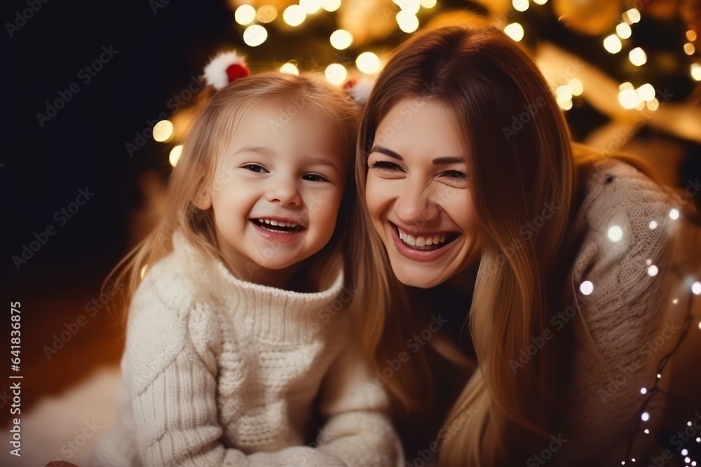 Merry Christmas mother and child daughter Merry Christmas mother and child daughter
