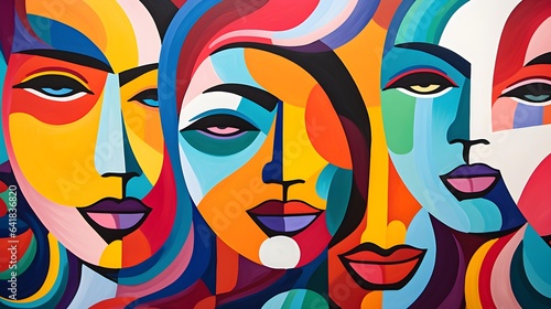 Serene Faces in Abstract Patterns: A Chic Social Media Art, AI-Generated