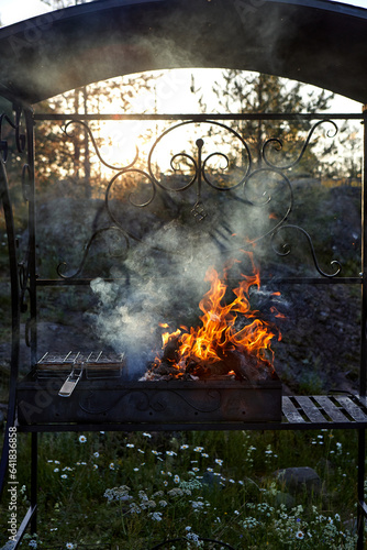 Obraz na płótnie fire in the fireplace w salonie