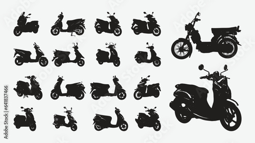 Graceful and Dynamic Scooty Silhouettes, A Diverse Set of Urban Mobility Vectors