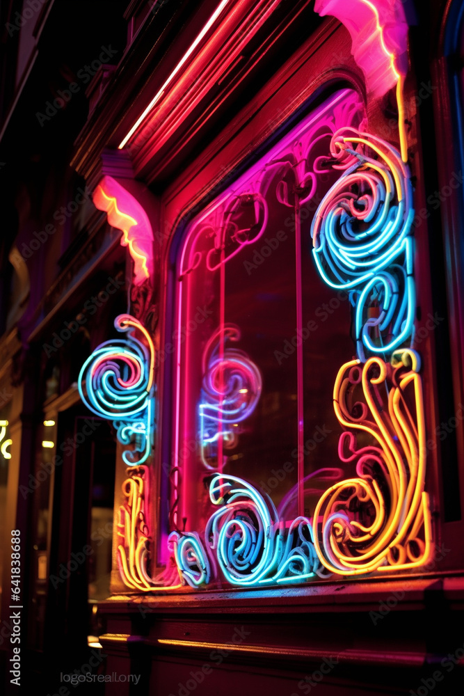 Generative ai. decoration interior bar or night club in neon blue and red lights. Party or nightlife entertainment Generative ai. decoration interior bar or night club in neon blue and red lights. Party or nightlife entertainment
